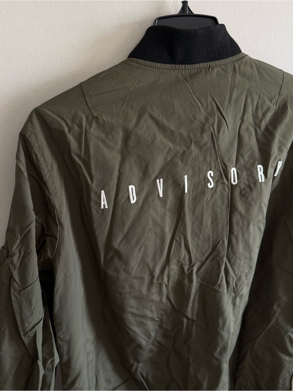 Olive Green Bomber Jacket Coat with Black Trim Men Size M - Picture 10 of 14